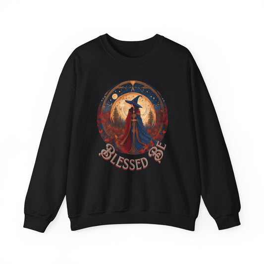 Blessed Be Holiday Sweatshirt, Cozy Christmas Gift, Unisex Crewneck, Festive Winter Apparel, Yule Celebration Clothing, Holiday Party Outfit - Divine Mystic Moons