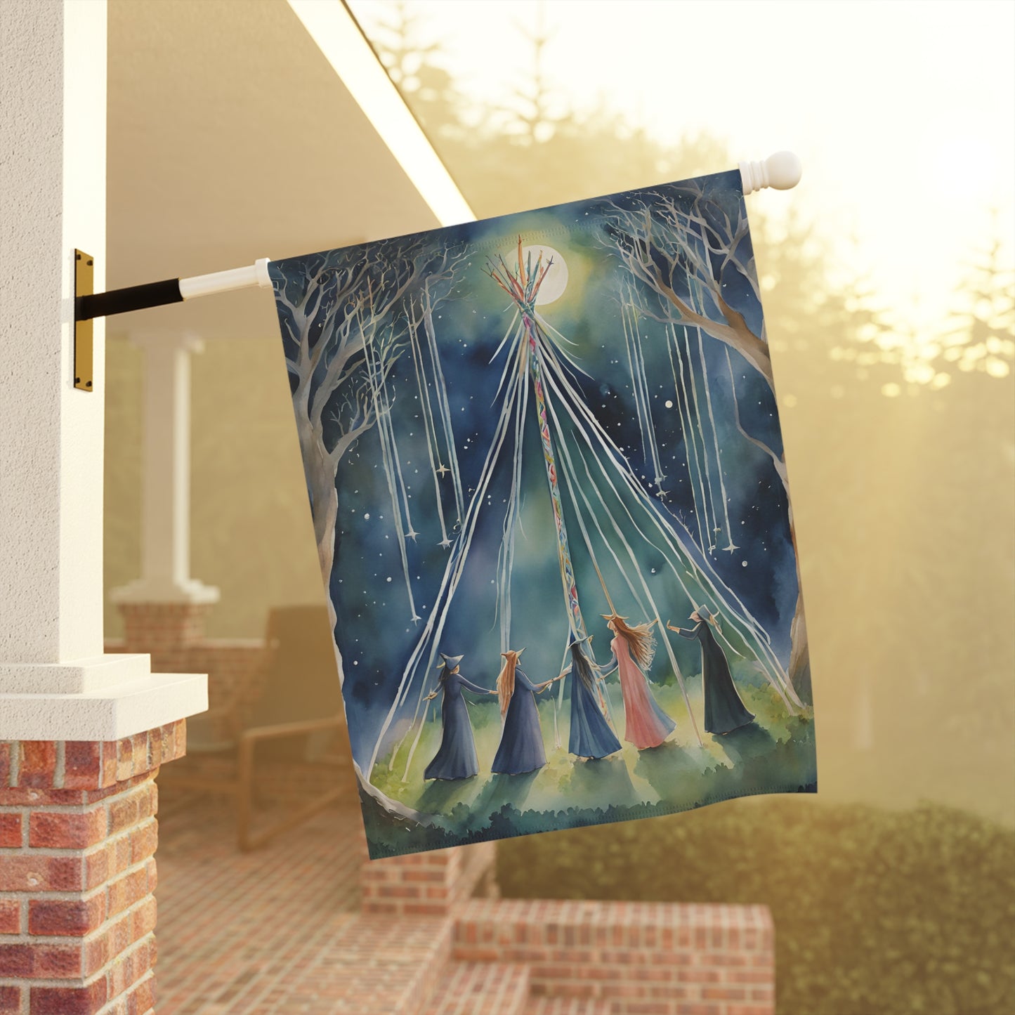 Moonlit Maypole Beltane Garden Flag