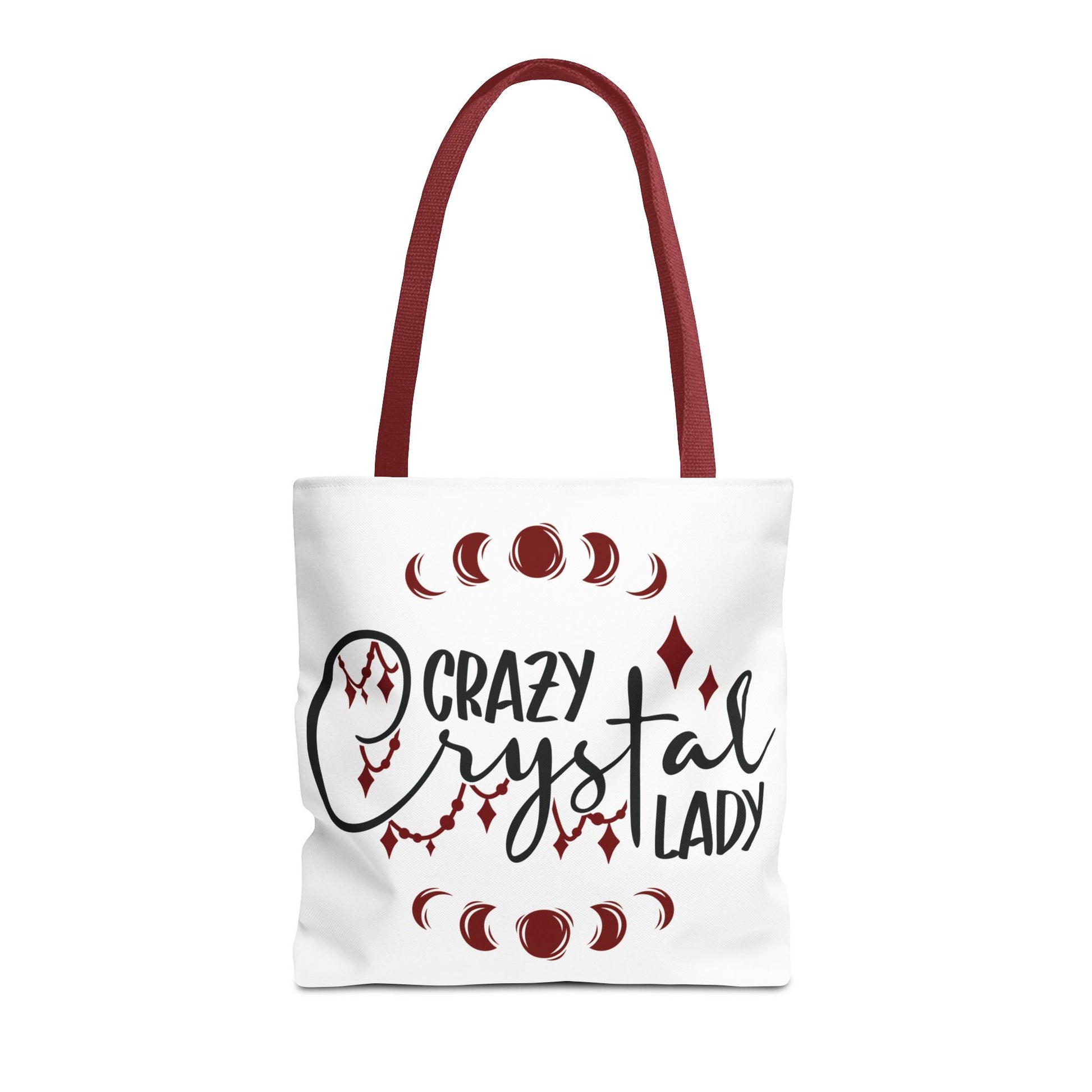 Crazy Crystal Lady Tote Bag - Perfect for Gift, Witchcraft, Crystals, Shopping, Eco-Friendly, Astrology Lover - Divine Mystic Moons