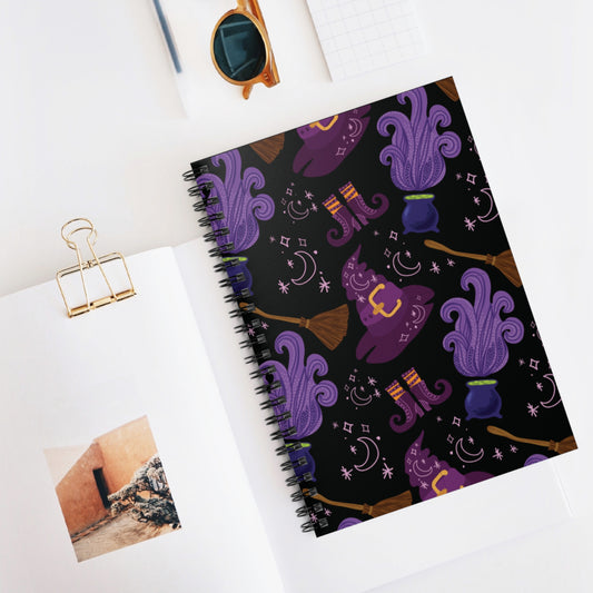 Whimsical Witch Spiral Notebook - Perfect for Halloween, Journaling, Planning, or Note-Taking, Gift for Witches, Students, Witchy Vibes - Divine Mystic Moons