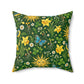 Ostara Sun & Daffodil Faux Suede Pillow – Green Witch Spring Decor