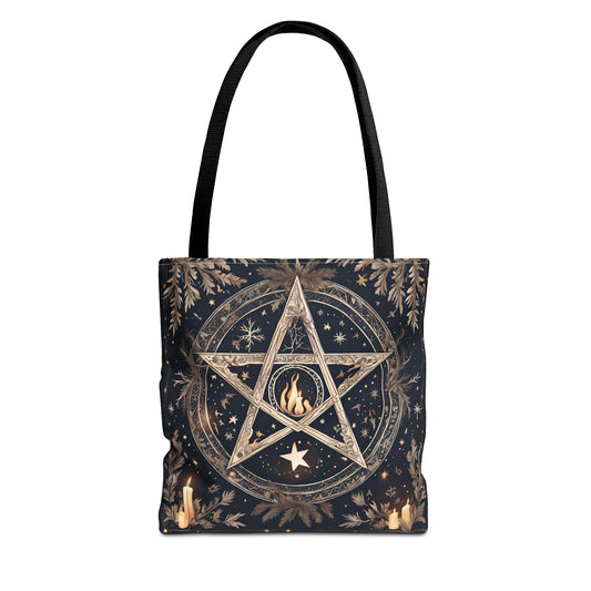 Mystical Pentagram Tote Bag, Witchy Accessories, Esoteric Gifts, Pagan Tote, Bohemian Style, Everyday Carryall - Divine Mystic Moons