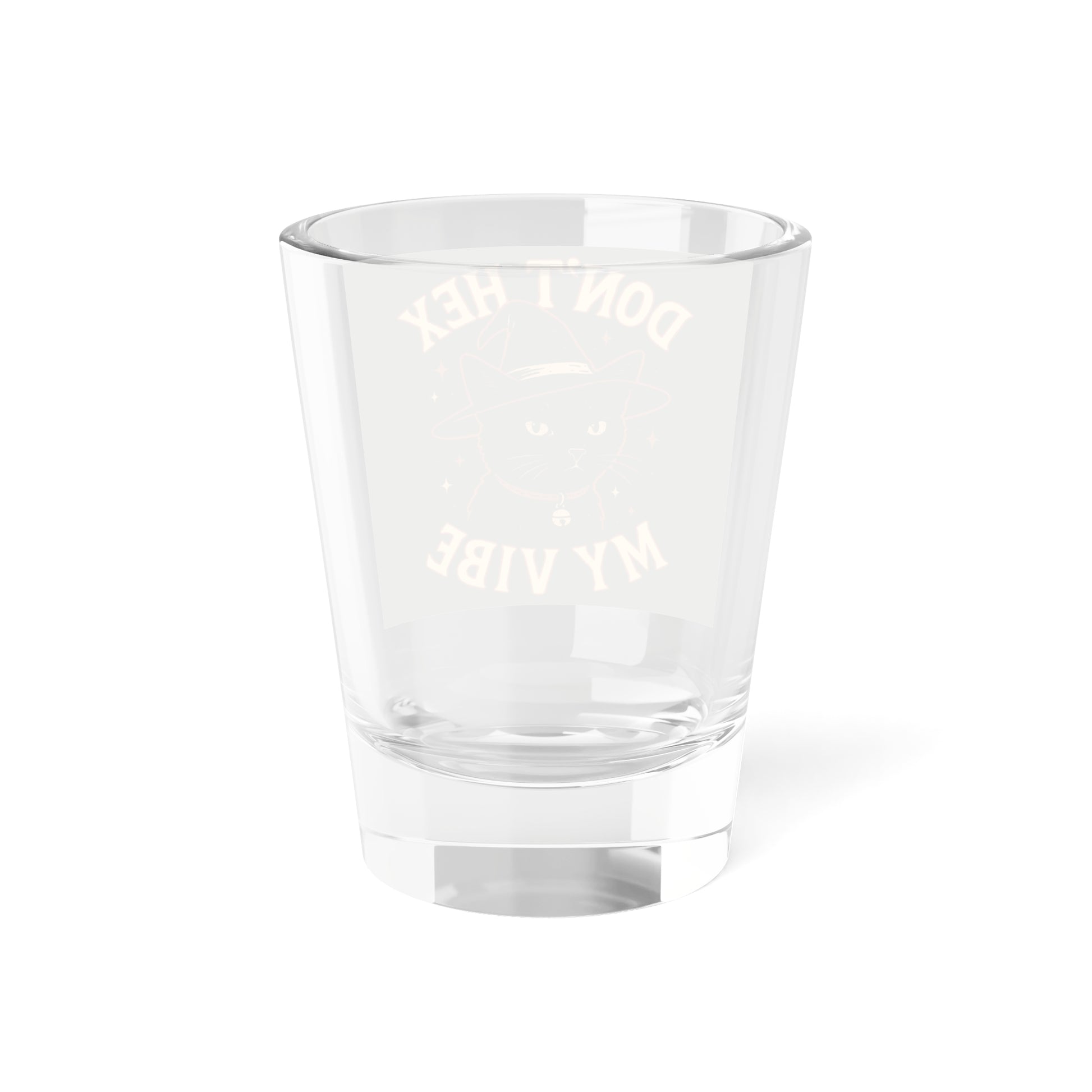 Dont Hex My Vibe Shot Glass Witchy Black Cat Barware, Spooky Halloween Gift, Gothic Drinkware, Kawaii Witch Kitchen Decor - Divine Mystic Moons