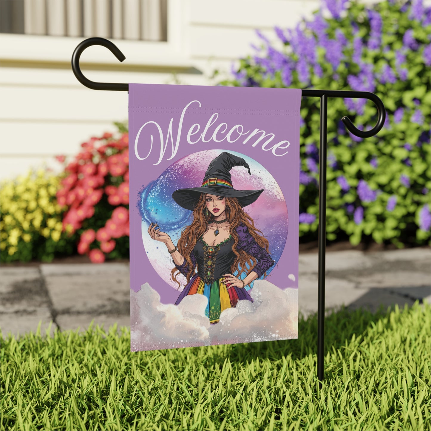 Rainbow Magic Witch Welcome Garden Flag