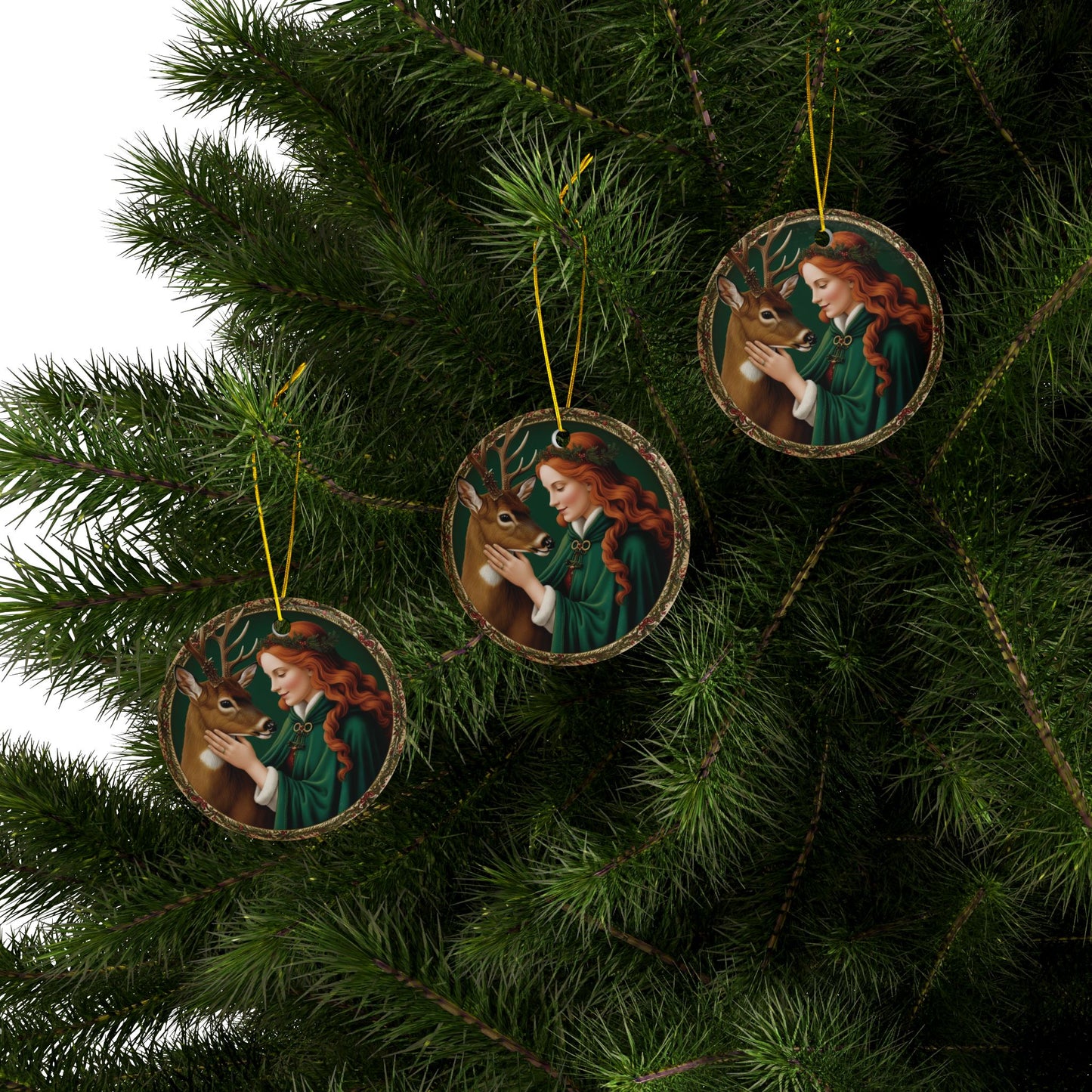 Green Witch Holiday Ornaments, Enchanting Gift for Holiday Decor, 2-Sided Print, Perfect for Tree, Gift Giving, Collectors, 1-10 - Divine Mystic Moons