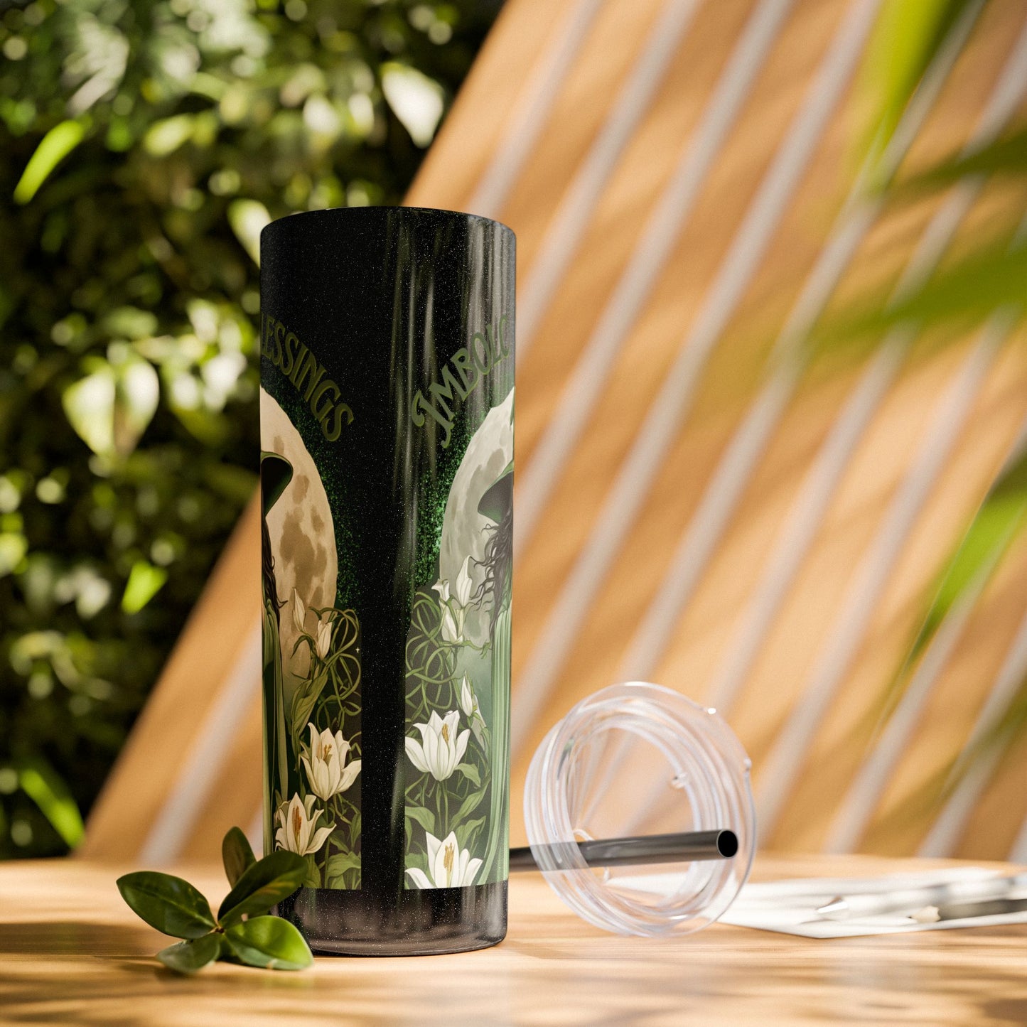 Imbolc Blessings Skinny Tumbler with Straw, 20oz | Witchy Drinkware | Gift for Pagans & Wiccans | Eco-Friendly Travel Cup | Modern Mug - Divine Mystic Moons