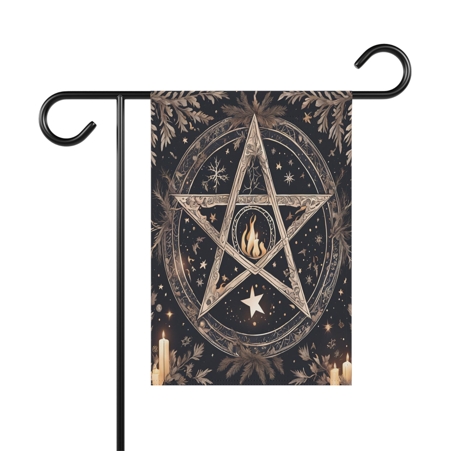 Winter Flame Pentagram Garden Flag