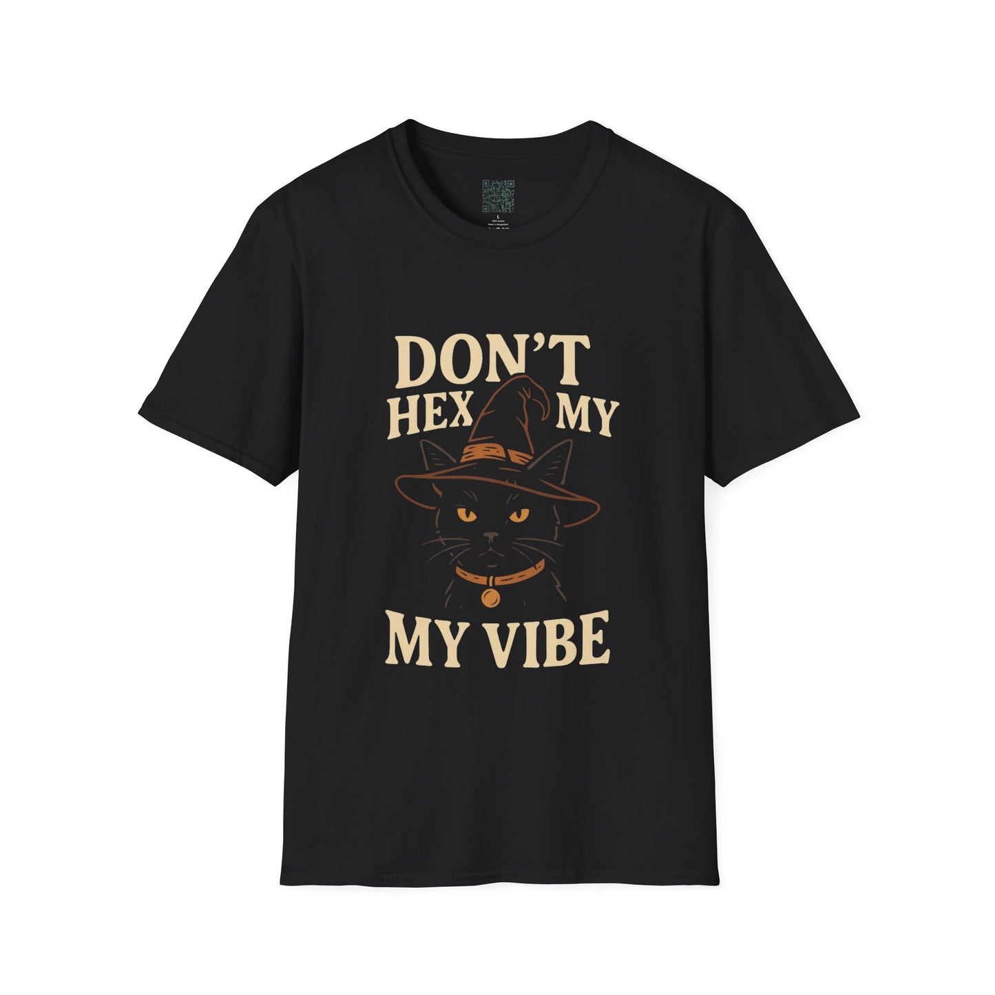 Dont Hex My Vibe Witch Cat T-Shirt Funny Witchy Shirt for Halloween, Black Cat Tee for Pagans, Wiccans and Magic-Loving Humans - Divine Mystic Moons