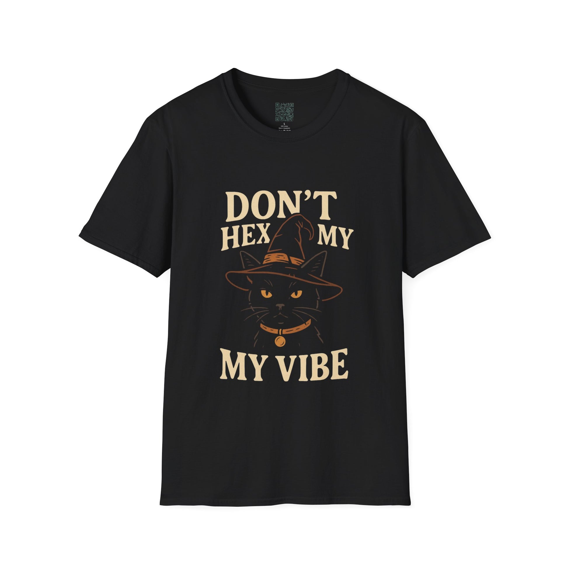 Dont Hex My Vibe Witch Cat T-Shirt Funny Witchy Shirt for Halloween, Black Cat Tee for Pagans, Wiccans and Magic-Loving Humans - Divine Mystic Moons