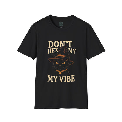 Dont Hex My Vibe Witch Cat T-Shirt Funny Witchy Shirt for Halloween, Black Cat Tee for Pagans, Wiccans and Magic-Loving Humans - Divine Mystic Moons