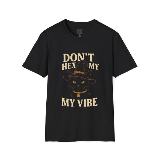 Dont Hex My Vibe Witch Cat T-Shirt Funny Witchy Shirt for Halloween, Black Cat Tee for Pagans, Wiccans and Magic-Loving Humans - Divine Mystic Moons