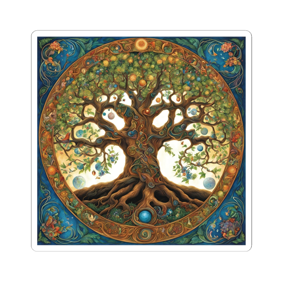 Tree of Life Kiss-Cut Stickers, Pagan Wiccan Sticker, Nature Inspired Decor, Laptop Decal, Spiritual Gift - Divine Mystic Moons