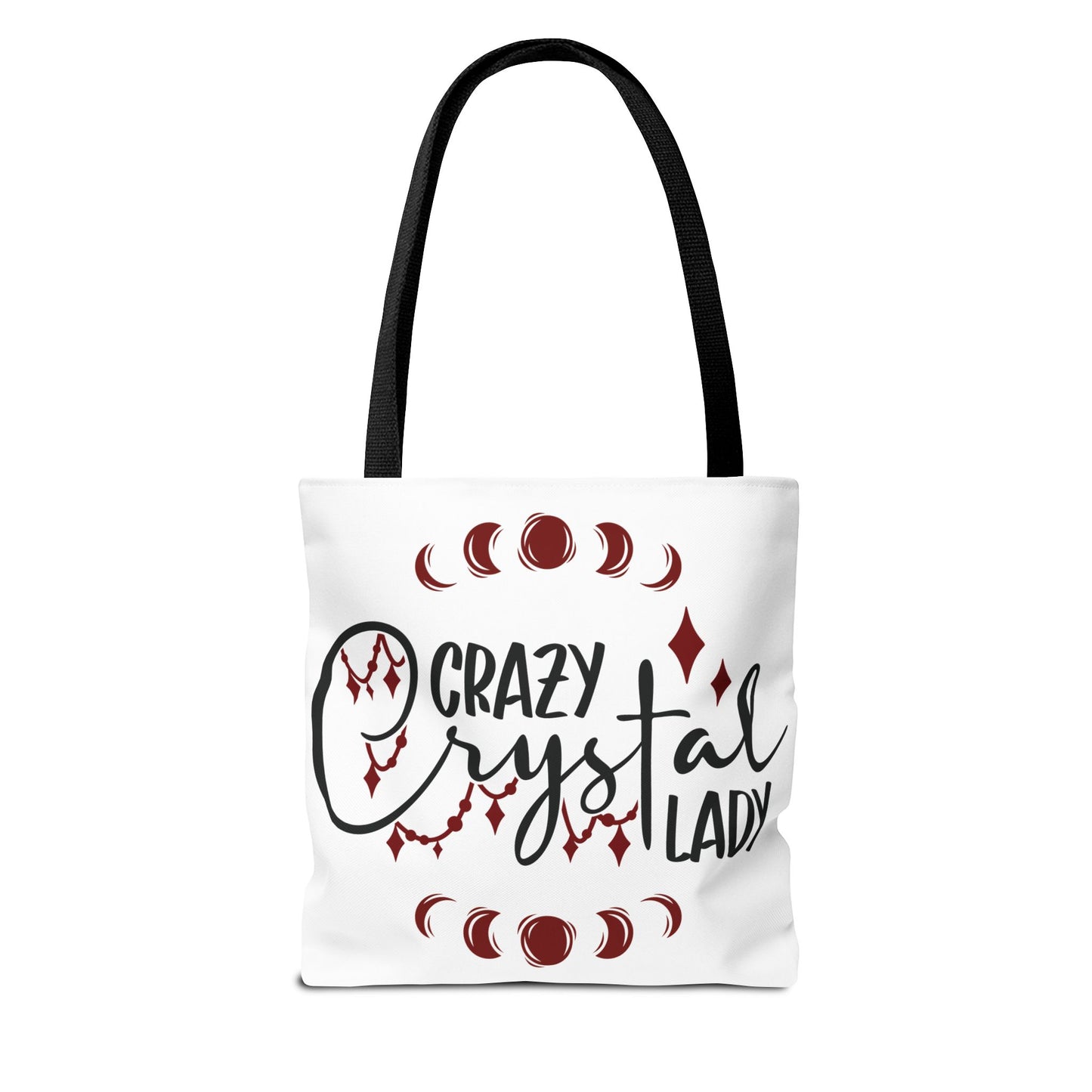 Crazy Crystal Lady Tote Bag - Perfect for Gift, Witchcraft, Crystals, Shopping, Eco-Friendly, Astrology Lover - Divine Mystic Moons