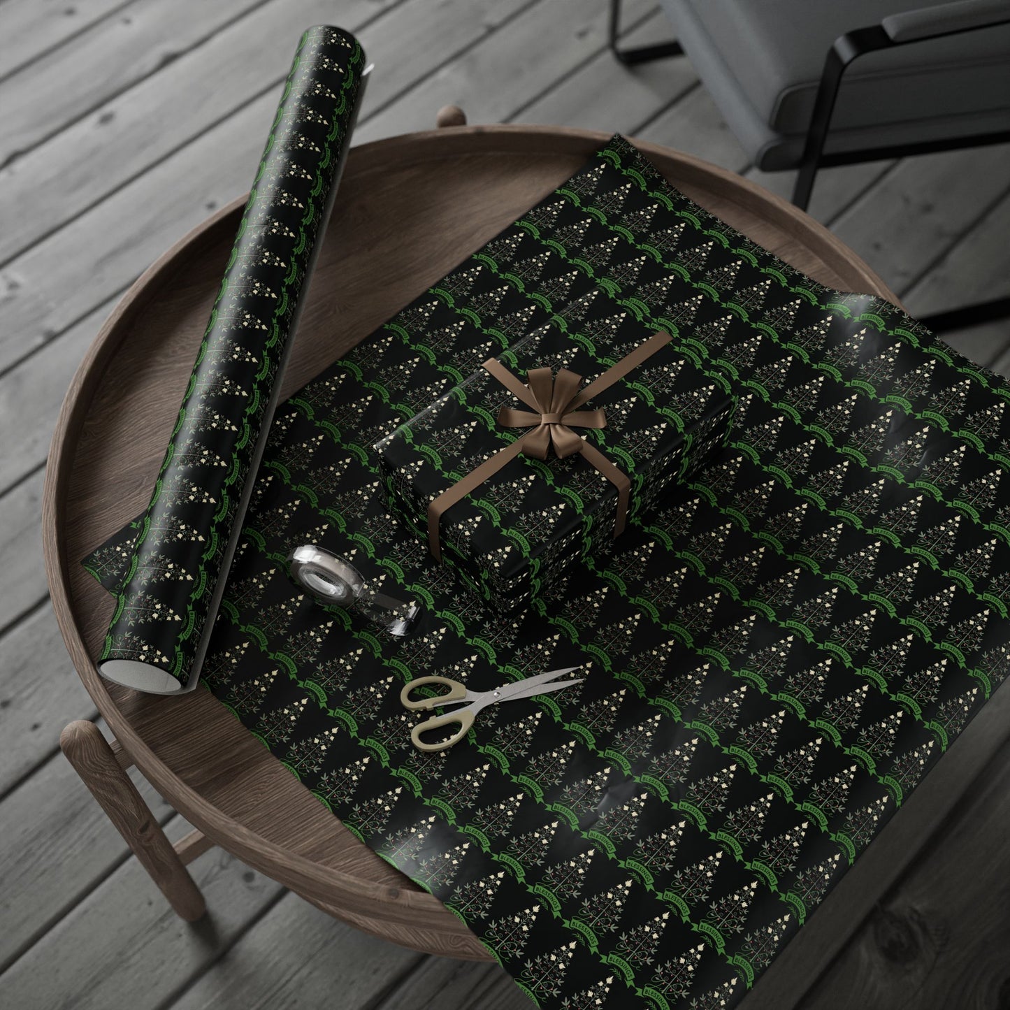 Botanical Yule Tree Wrapping Paper
