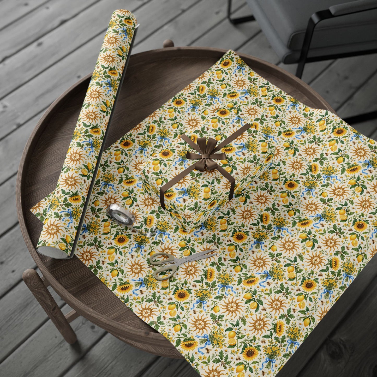 Litha Sunflower & Solstice Wheel Wrapping Paper