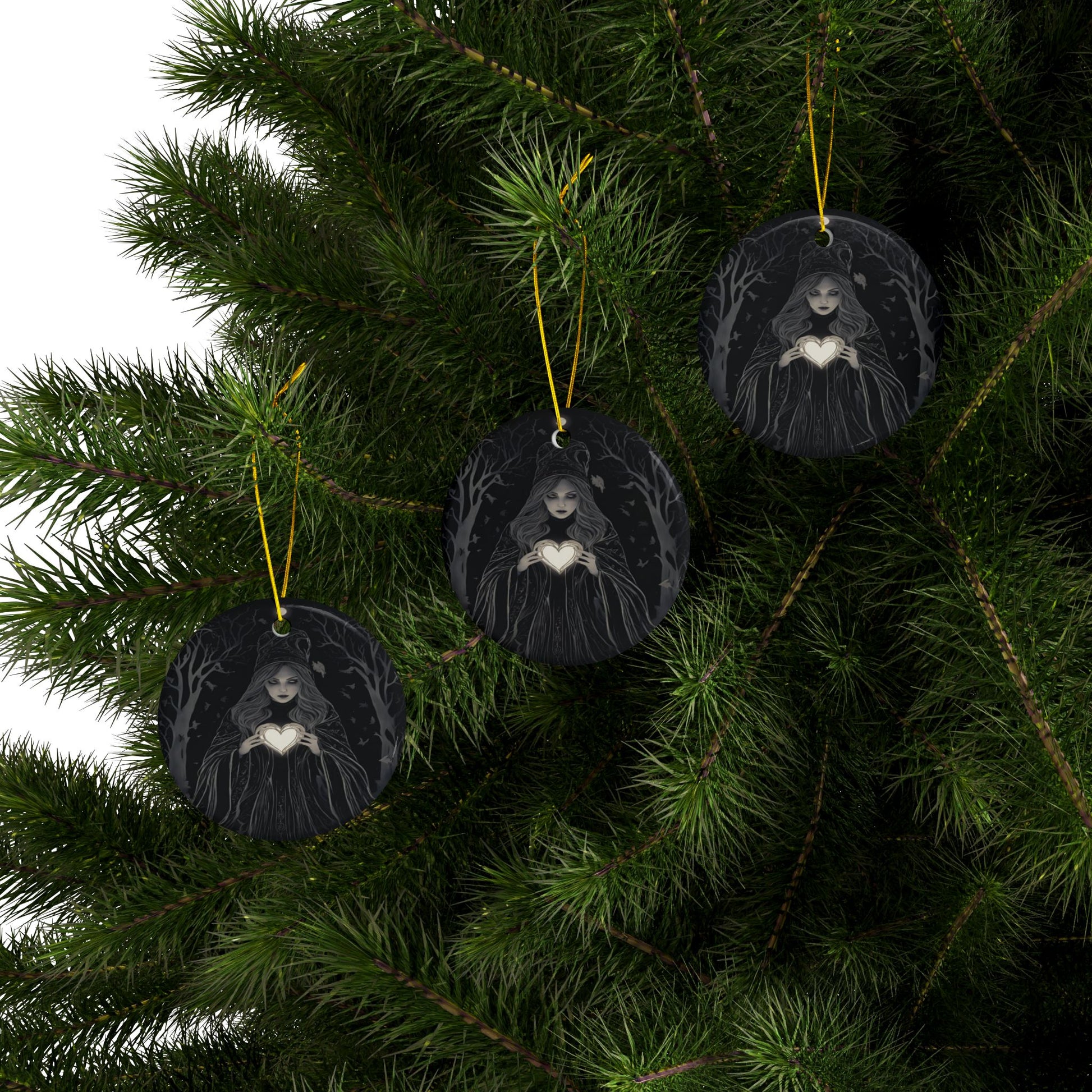 Enchanting Gothic Ceramic Ornaments Perfect for Halloween Decor, Tree Beautification, Unique Gifts, Occult Celebrations, Set of 1/3/5/10 - Divine Mystic Moons