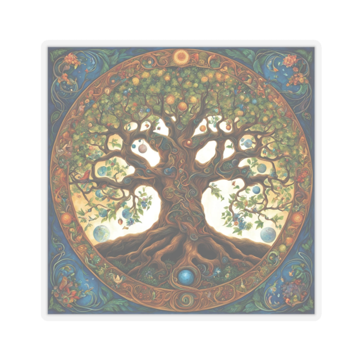 Tree of Life Kiss-Cut Stickers, Pagan Wiccan Sticker, Nature Inspired Decor, Laptop Decal, Spiritual Gift - Divine Mystic Moons