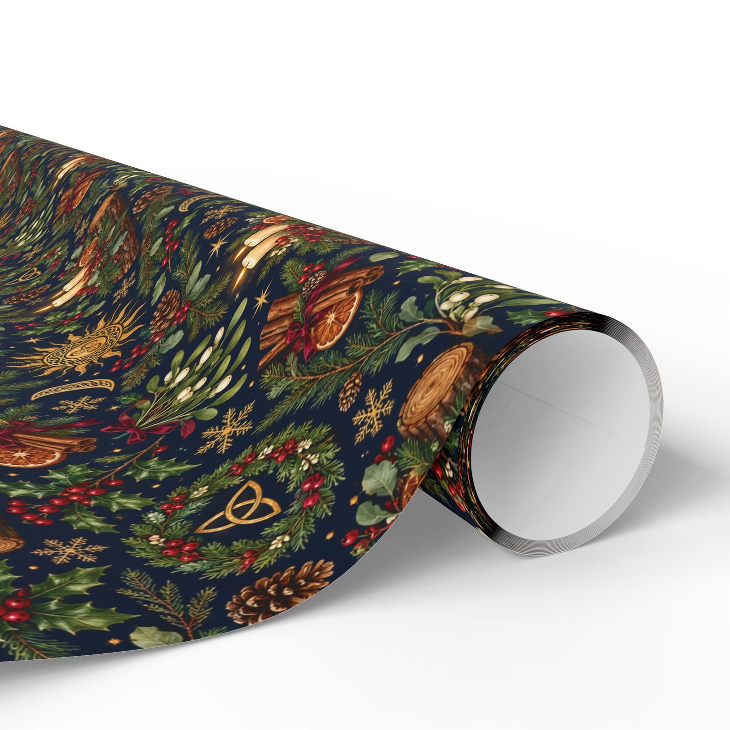 Celtic Yule Log & Solstice Sun Wrapping Paper