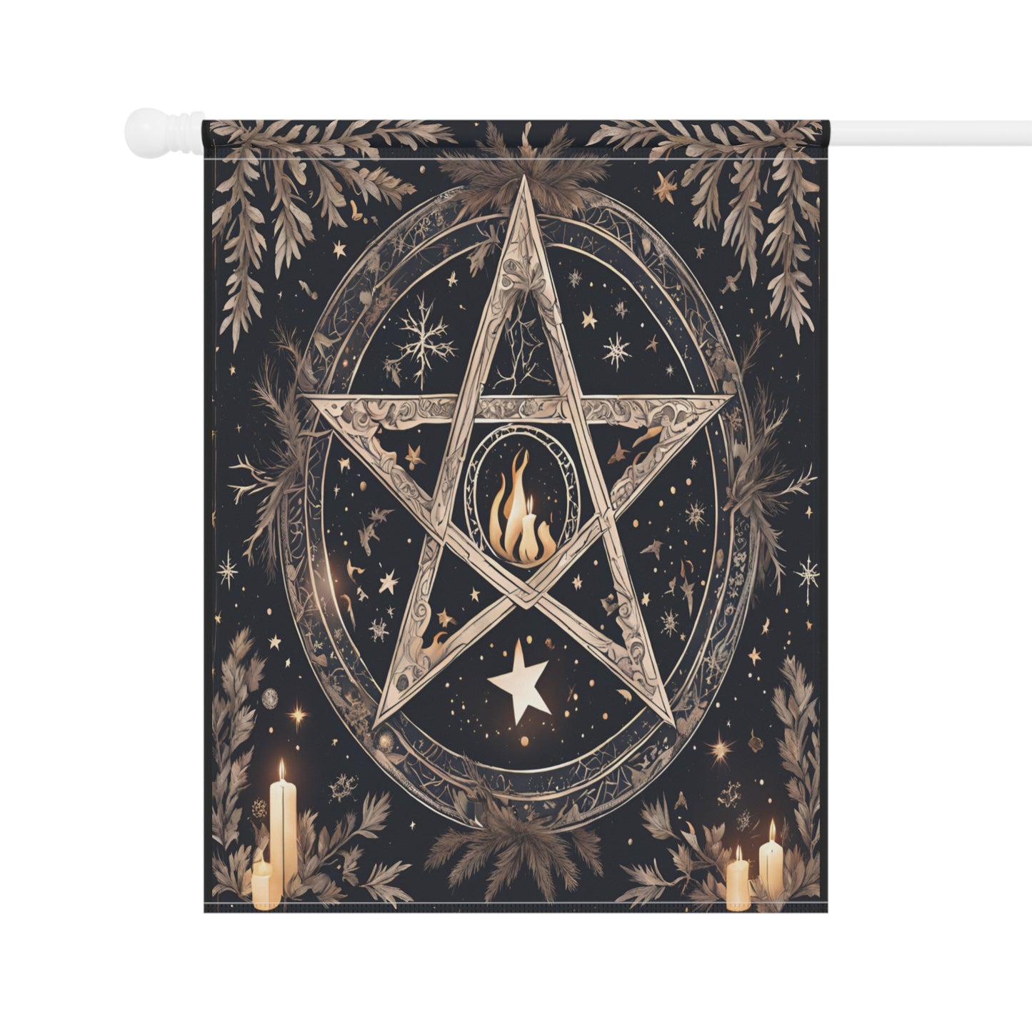 Winter Flame Pentagram Garden Flag