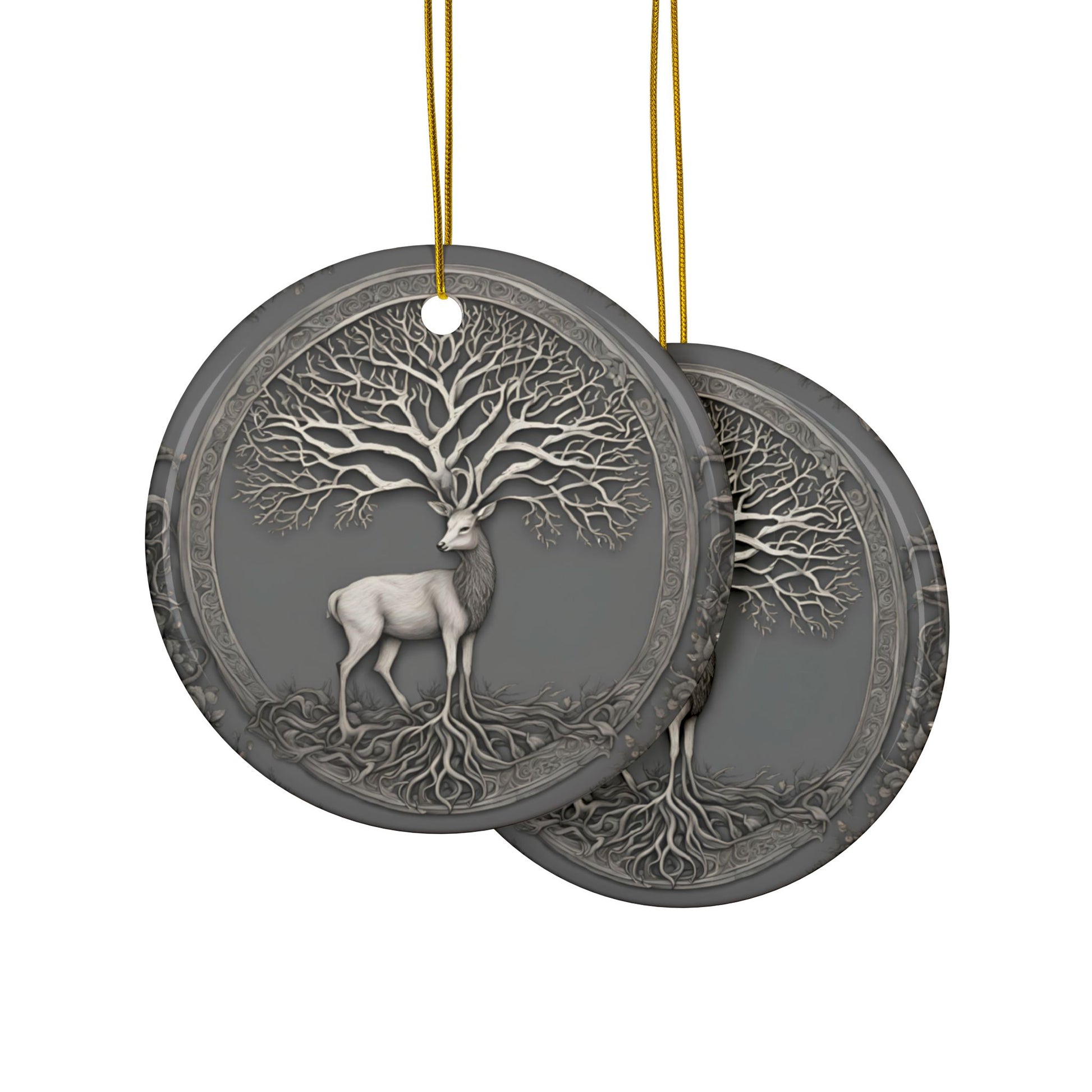 Whimsical Buck Forest Animal Tree of Life Ornaments, Nature-Inspired Holiday Decor, Perfect for Christmas, Gifts, Home Adornment - Divine Mystic Moons