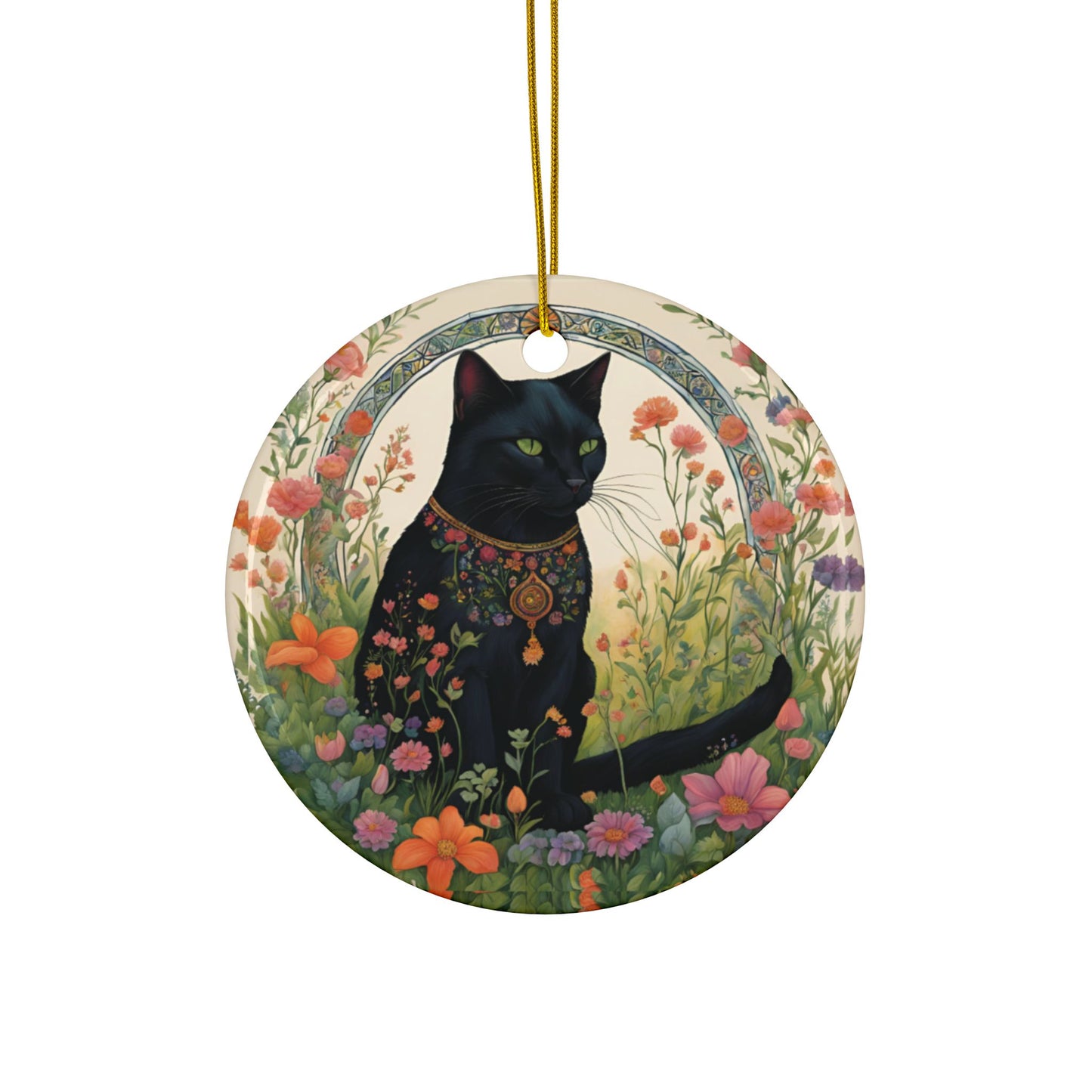 Black Cat & Wildflower Garden Ornament