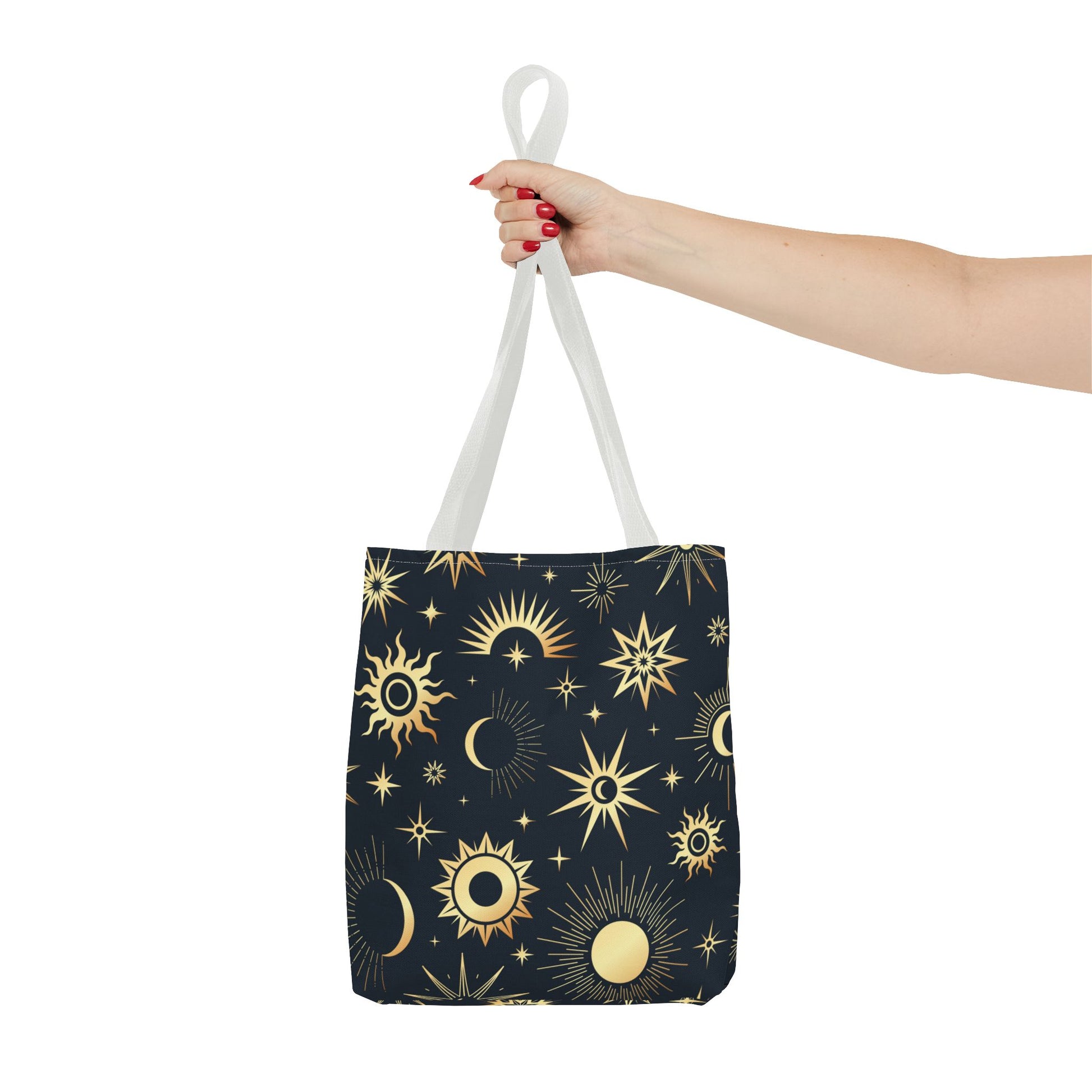Celestial Tote Bag, Starry Sky Beach Bag, Astrology Shopping Tote, Cosmic Gift for Astronomers, Lunar Print Market Tote - Divine Mystic Moons