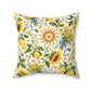 Litha Sunflower & Lemon Faux Suede Pillow | Summer Solstice Pagan Decor