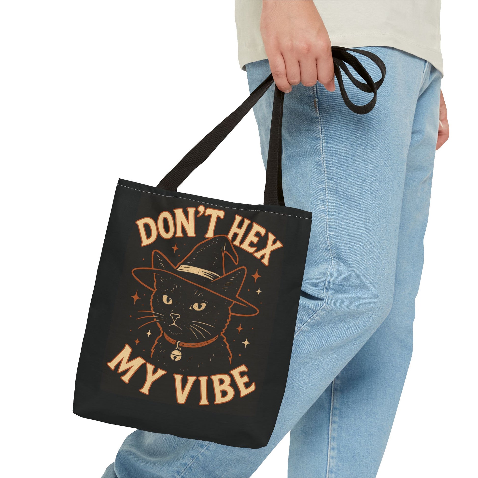 Dont Hex My Vibe Tote Bag Witchy Black Cat Bag, Funny Goth Witch Gift, Halloween Spellcaster Purse, Sarcastic Occult Accessory - Divine Mystic Moons
