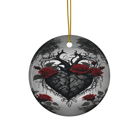 Black Beating Heart Gothic Valentine Ornament Red Roses Black Vines Anti Valentines(1pc, 3pcs, 5pcs, 10pcs)