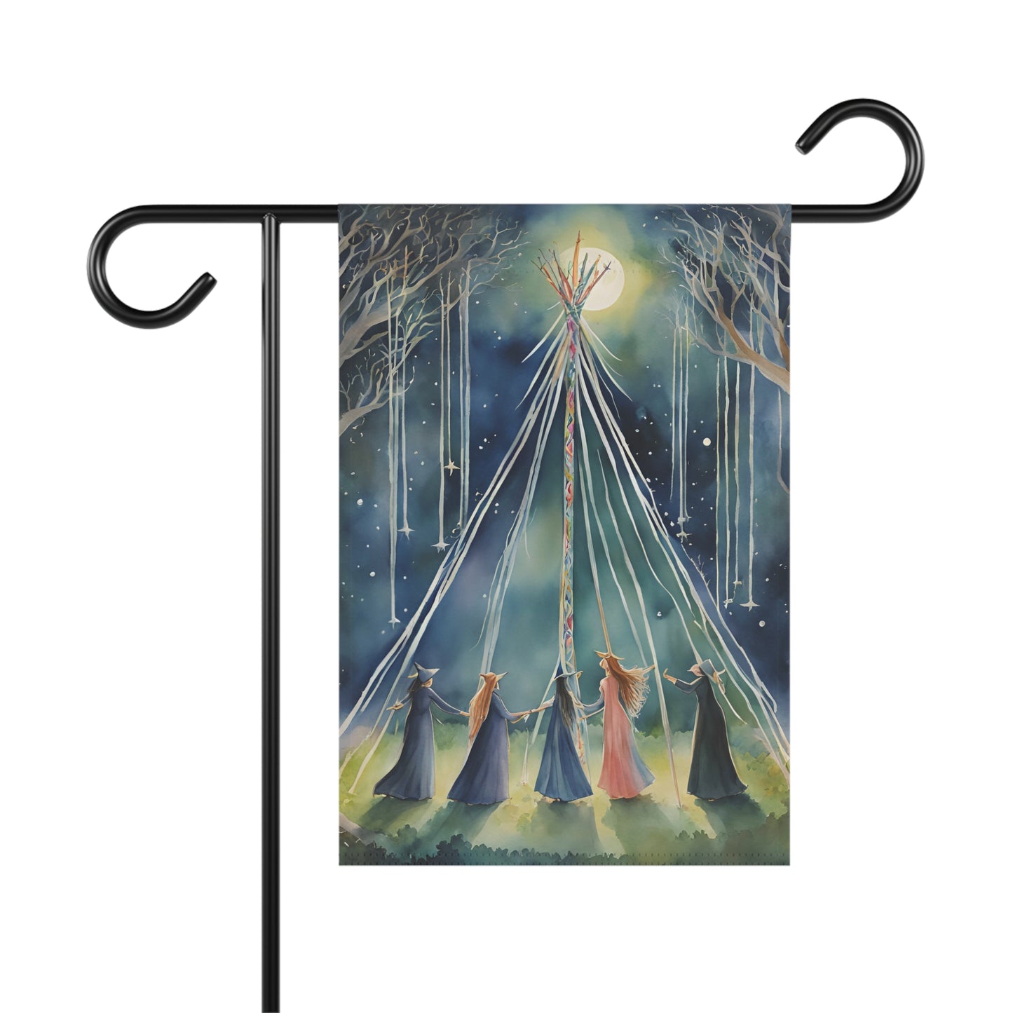 Moonlit Maypole Beltane Garden Flag
