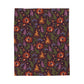 Beltane Fox & Bonfire Velveteen Plush Blanket – Lightweight Purple Woodland Throw - Divine Mystic Moons