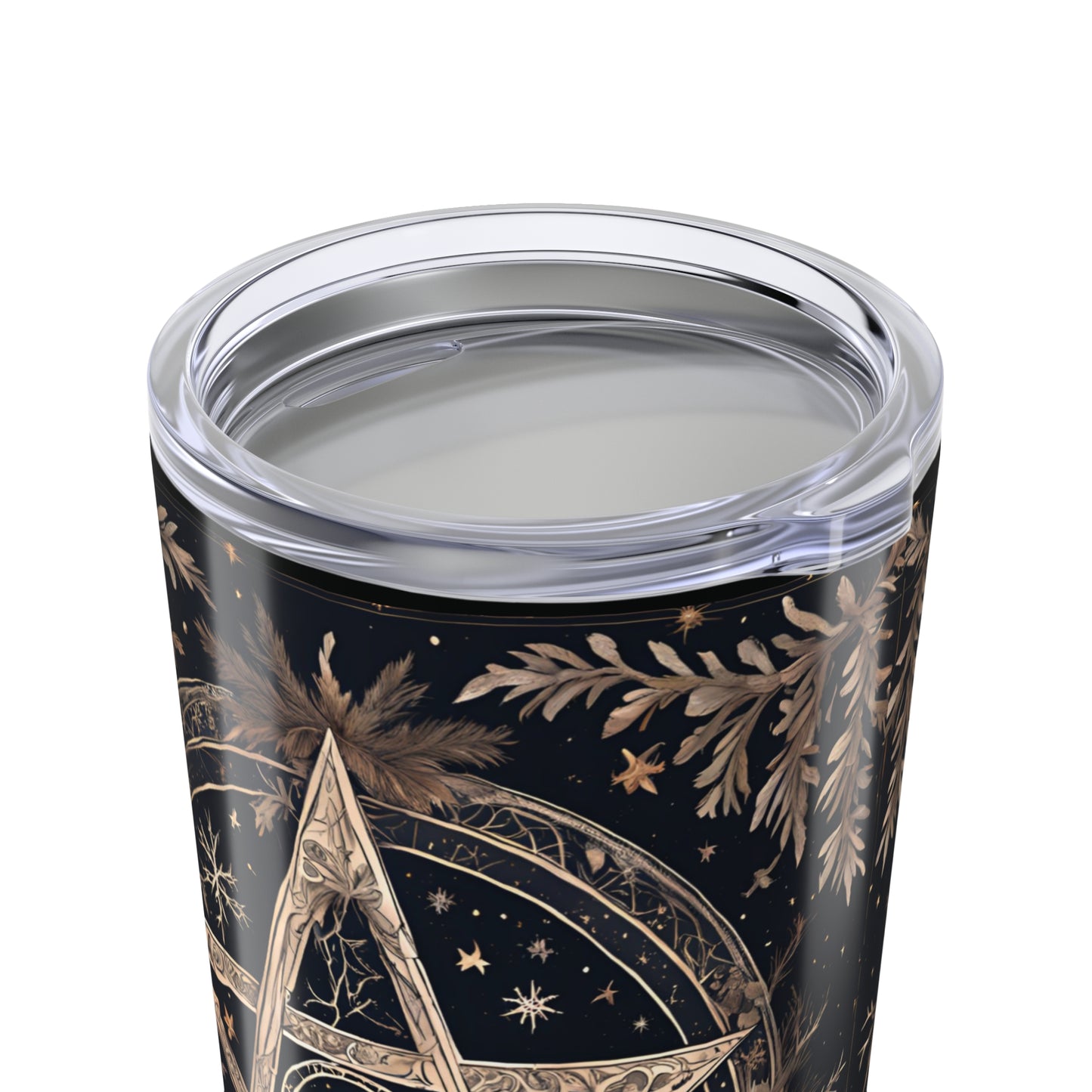 Mystical Gold Leaf Tumbler 20oz | Bohemian Sipware | Starry Night Design | Perfect for Witchy Vibes, Gift for Nature Lovers, Coffee or Tea - Divine Mystic Moons