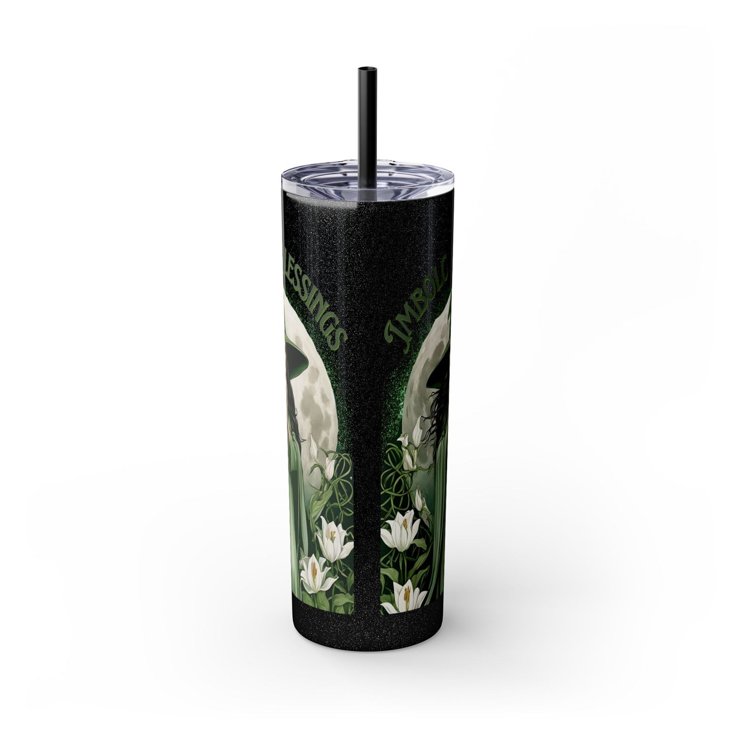 Imbolc Blessings Skinny Tumbler with Straw, 20oz | Witchy Drinkware | Gift for Pagans & Wiccans | Eco-Friendly Travel Cup | Modern Mug - Divine Mystic Moons