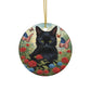 Black Cat Patriotic Ceramic Ornaments, 2-Sided Print, Holiday Decor, Gift for Cat Lovers, Memorial Decoration, Festive Home Accents