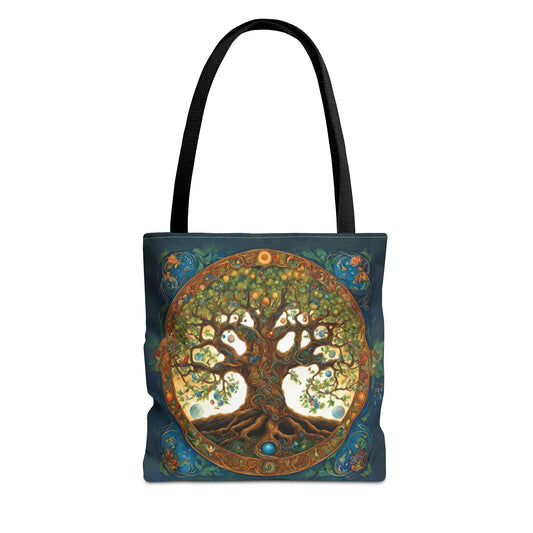 Tree of Life Witches Tote Bag - Witchy Witchcraft Wicca Eco-Friendly Shopper, Spell Book Accessories, Halloween Gift, Reusable - Divine Mystic Moons