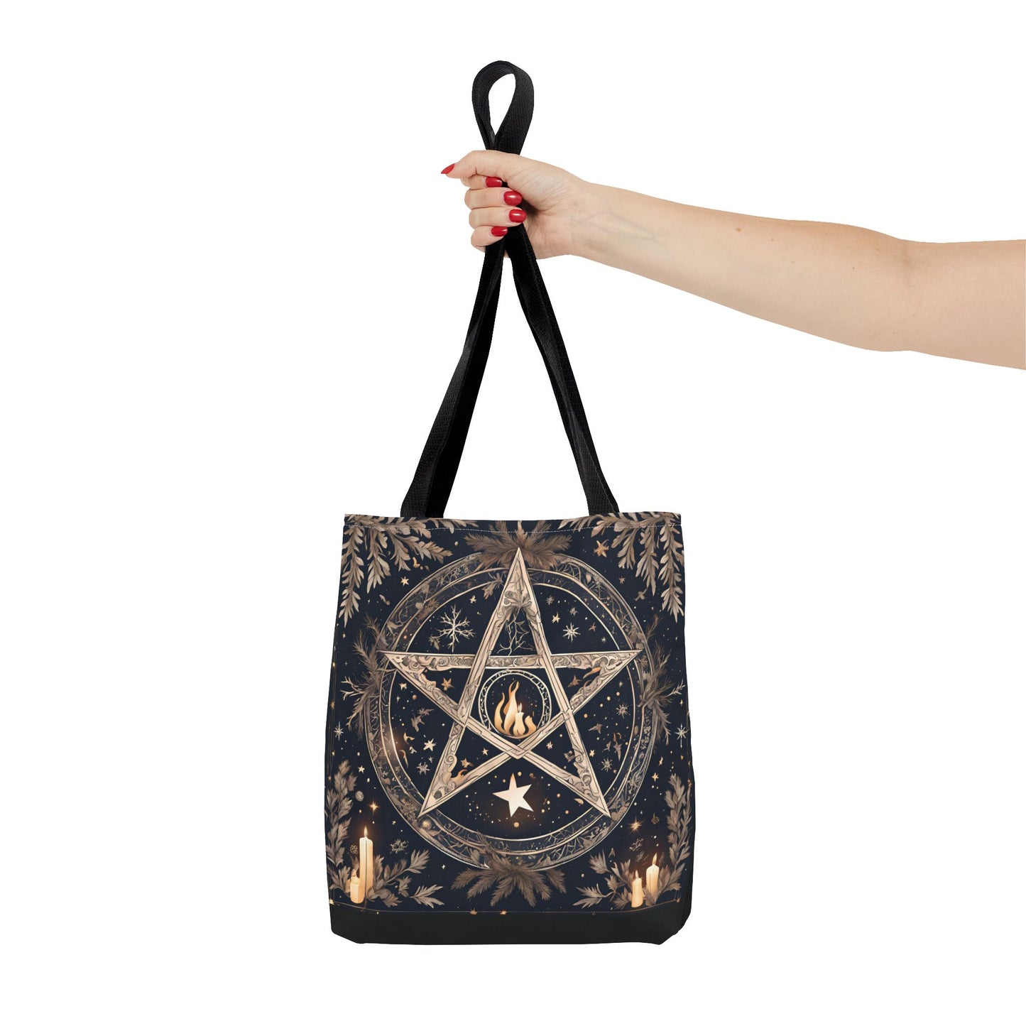 Mystical Pentagram Tote Bag, Witchy Accessories, Esoteric Gifts, Pagan Tote, Bohemian Style, Everyday Carryall - Divine Mystic Moons