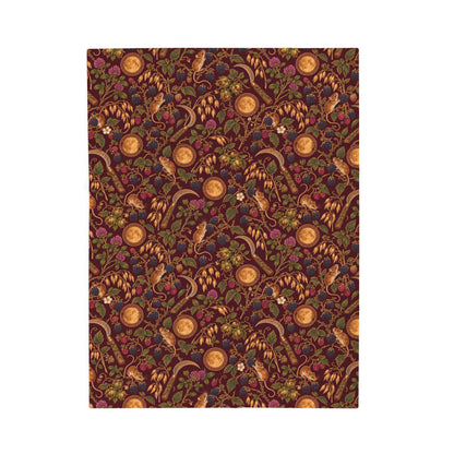 Lughnasadh Harvest Mouse Velveteen Plush Blanket – Lightweight Blackberry & Moon Throw - Divine Mystic Moons