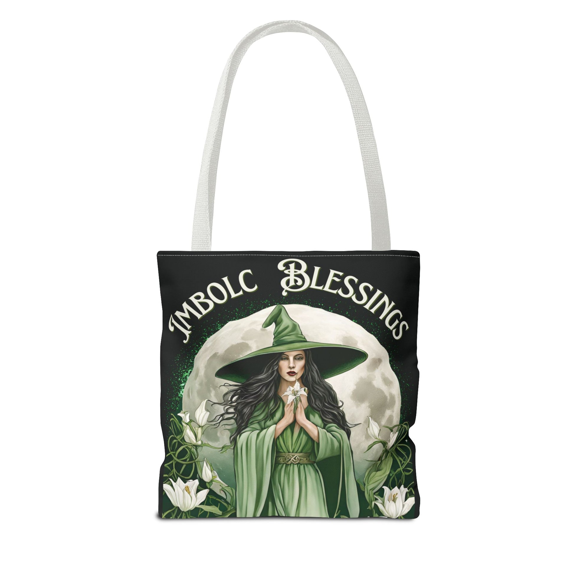 Imbolc Blessings Tote Bag, Wiccan Gift, Witchy Style Bag, Green Witch Shopping Tote, Wheel of the Year, Blessed Be - Divine Mystic Moons