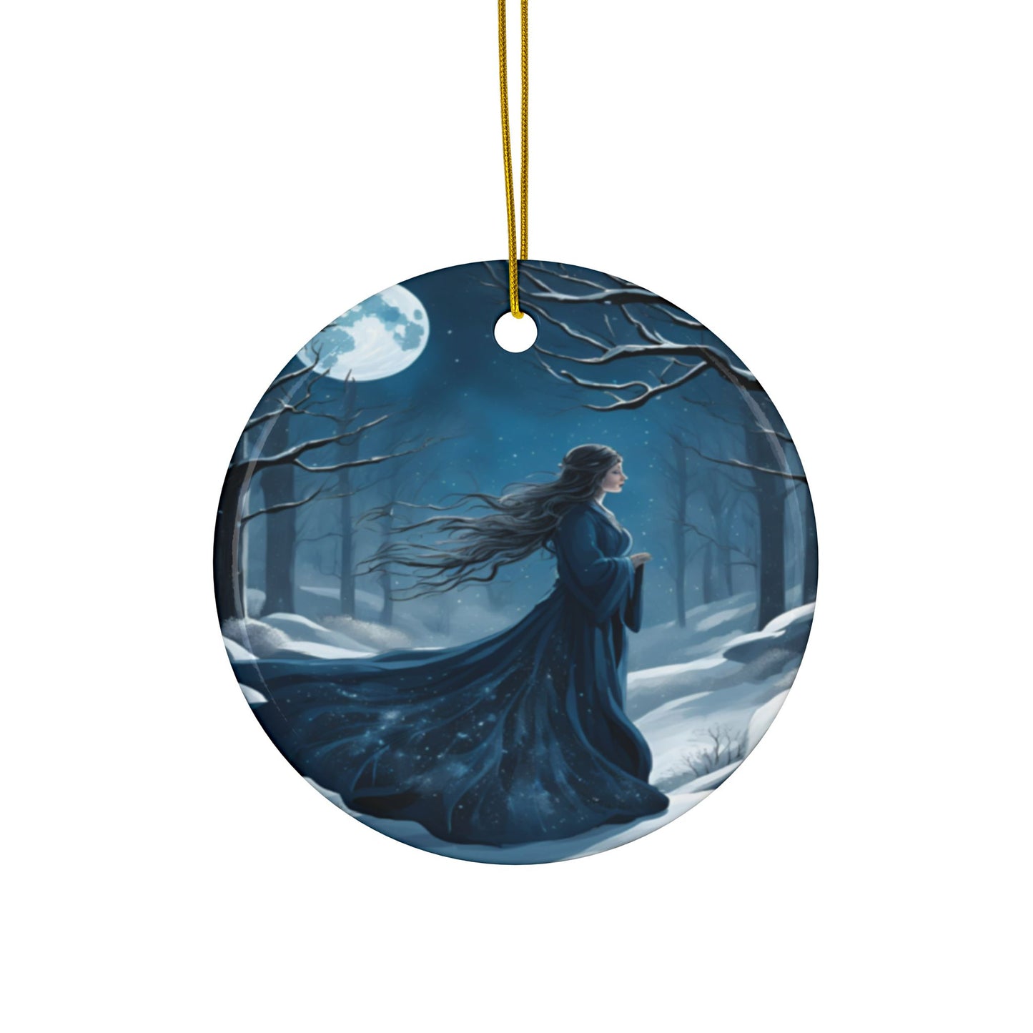 Moonlit Winter Maiden Blue Yule Ornament