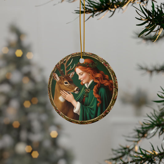 Green Witch Holiday Ornaments, Enchanting Gift for Holiday Decor, 2-Sided Print, Perfect for Tree, Gift Giving, Collectors, 1-10 - Divine Mystic Moons