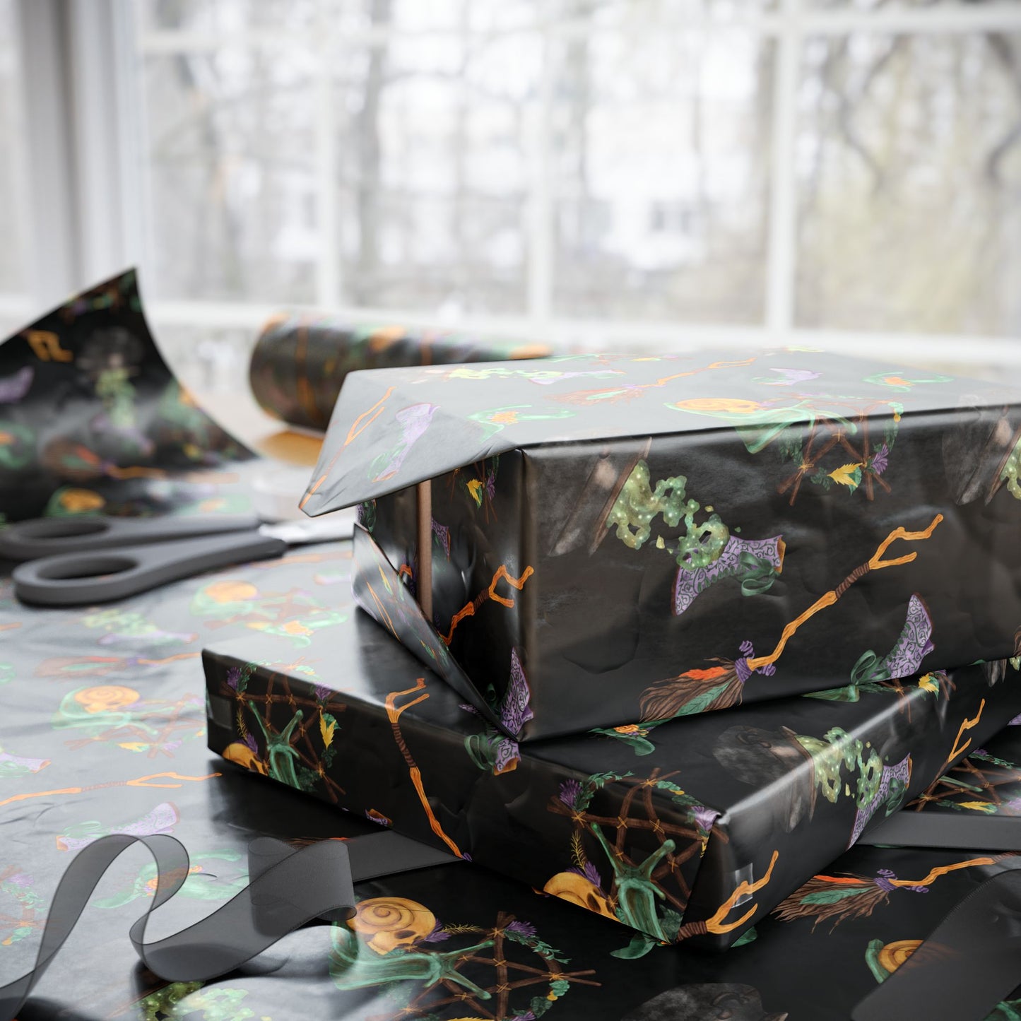 Midnight Witch Hat & Cauldron Wrapping Paper