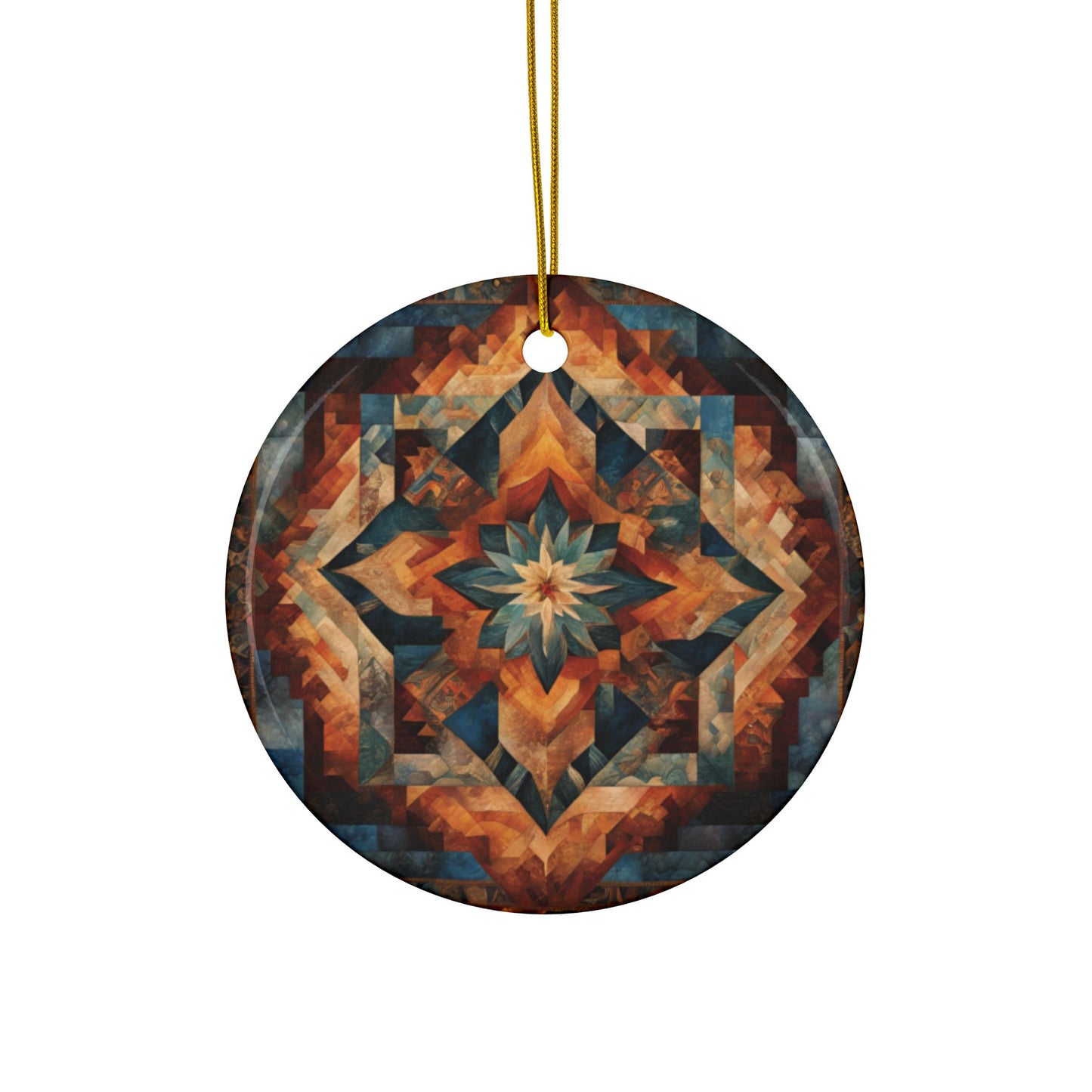 Rustic Ceramic Ornaments - Boho Holiday Decor, Unique Gift for Christmas, 2-Sided Print, Set of 1, 3, 5, or 10, Festive Home Decor - Divine Mystic Moons