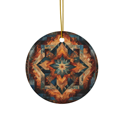 Rustic Ceramic Ornaments - Boho Holiday Decor, Unique Gift for Christmas, 2-Sided Print, Set of 1, 3, 5, or 10, Festive Home Decor - Divine Mystic Moons