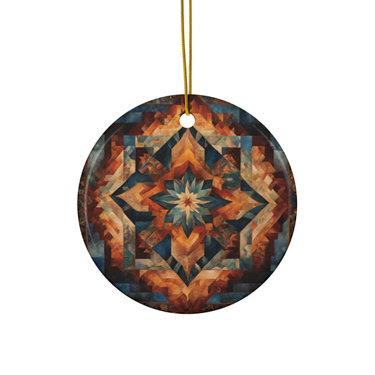 Rustic Ceramic Ornaments - Boho Holiday Decor, Unique Gift for Christmas, 2-Sided Print, Set of 1, 3, 5, or 10, Festive Home Decor - Divine Mystic Moons