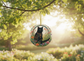 Floral Familiar Black Cat Ceramic Ornament (Double‑Sided) - Divine Mystic Moons