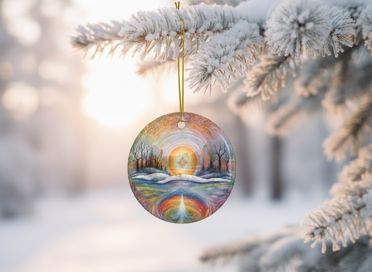 Rainbow Solstice Star Ceramic Ornament (Double‑Sided) - Divine Mystic Moons