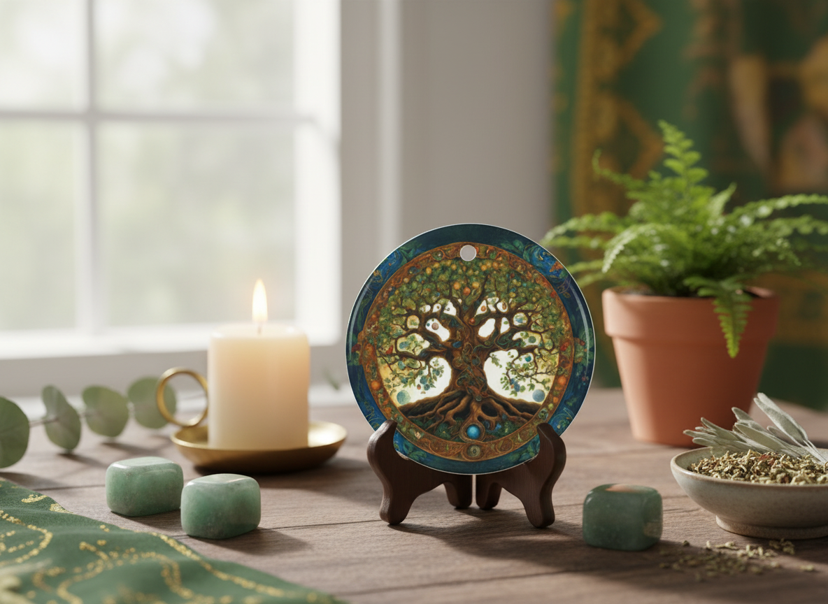Tree of Life Mandala Ceramic Ornament (Double‑Sided) - Divine Mystic Moons