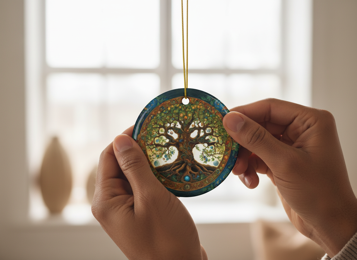 Tree of Life Mandala Ceramic Ornament (Double‑Sided) - Divine Mystic Moons