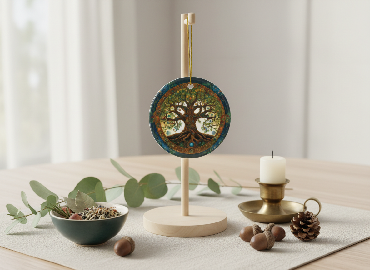 Tree of Life Mandala Ceramic Ornament (Double‑Sided) - Divine Mystic Moons